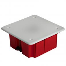 Коробка монтажная для полых стен, с пластиковыми зажимами,с крышкой, 92*92*45мм, IP20, красный (GE41022)
